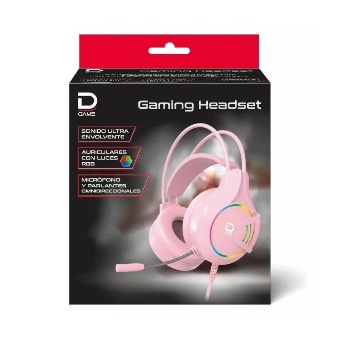 Gaming Headset RGB 3.5 mm + USB Rosado DATACOM