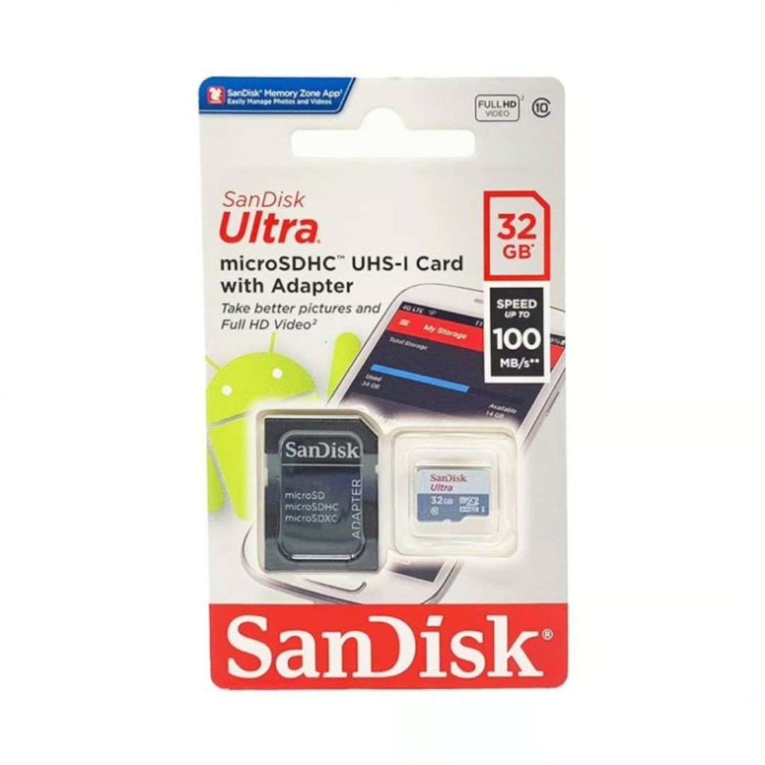 SanDisk Memoria Micro SD ULTRA UHS-I 32GB 100 MB/s con adaptador SD